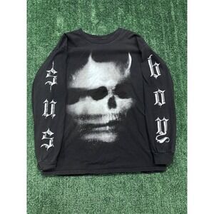 SUS BOY Skull Graphic Long Sleeve T Shirt Black Size L